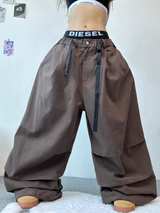 +ベルト🩷 オーバーワイドヒップバルーンコットンパンツ🩷🤎🖤 - 3カラー