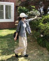 モグクロップドチェックシャツ