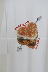 ハンバーガーキッチボクシーオーバーサイズフィットショートスリーブTシャツ