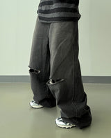 Limit destroyed wide denim pants
