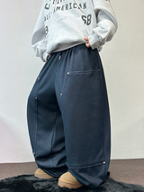MINK🐻🧸RIVET STRING LONG WIDE PANTS 💙🖤2COLOR