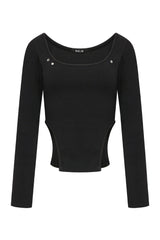 アイレットサイドカットTシャツ(black)