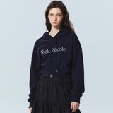 NICOLE LOGO CROP HOODY_NAVY