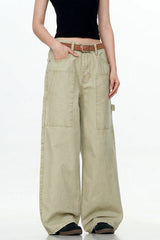 Patchwork Wide-Leg Cargo Pants