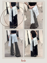 coordi lace unbalanced layered skirt