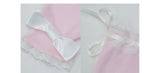 [EVIL TOOTH] Summer Rose Dinner Princess Style Bow 3D Chiffon Rose Flower Plate Chiffon Faux Fur Gloves Set-pink