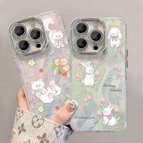 リボン キャット＆チューリップ デコ iPhone ケース