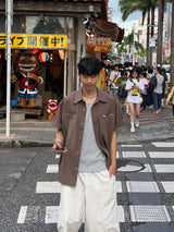 チェストジップ半袖シャツ (3 Colors)