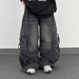 buckle cargo denim pants