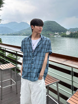 Linen check half shirts
