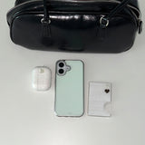 [MADE] BASIC MINT PHONE CASE (glass silver bumper)