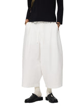 6CRAYON White French Lotus Waist Drawstring Wide Leg Casual Shorts