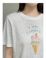 アイスクリームグラフィックライトウェイトサマーTシャツ