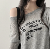 Alling lettering shoulder long sleeve tee