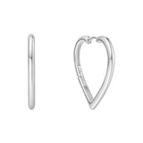 large heart hoop rhodium plating + 925 silver earrings E064-07H