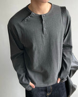 ダブルウォッシュドヘンリーネックロングスリーブ