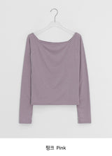 Domas Off-Shoulder Boat Neck Long Sleeve T-Shirt