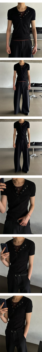 [S/S] High ribbed henry neck half knit(3color)
