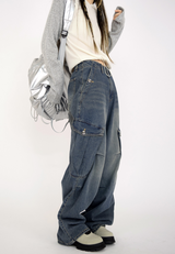 bel cargo denim pants(2color)