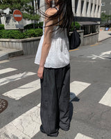 Dart denim wide pants
