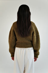 Boucle wool cardigan, Khaki