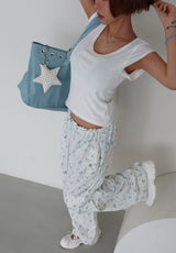 Flower cargo string jogger & wide pants