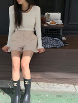 Noiton リブUネックTシャツ