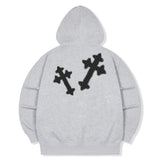 Dot Cross 2way Zip-Up Hoodie - 2COLOR