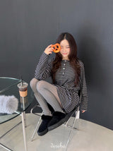 wool fleece stripe strap pumpkin dress