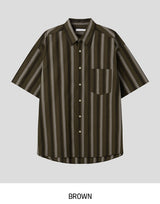 Rose Stripe Overfit Short Sleeve Shirt
