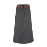 Folded check maxi skirt 003