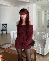 [Wool 25%] カエダメージオフショルダーニット