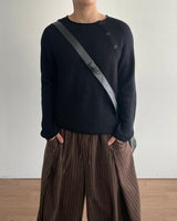 Beat Henley-Neck Crop Knit