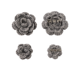 handmade knit flower brooch set - grey 