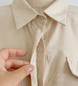 Kazz Shirt Collar Puff Sleeve Long One Piece (Belt Set)