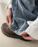 ドゥーンサイドリベットワイドデニムロングパンツ