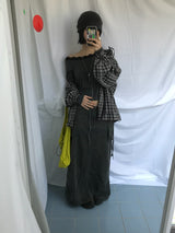 フェミニンフラットネックロングTシャツ