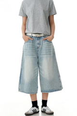 Faded Washed Crop Jeans