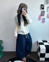TEDDY FLEECE🤎🐻 S-L🧸3SIZE LONG WIDE HEATER PANTS 🤎💙💚3COLOR