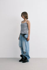 stripe sleeveless (blue)