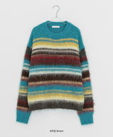 [unisex] Hadet Mohair Stripe Wool Knit