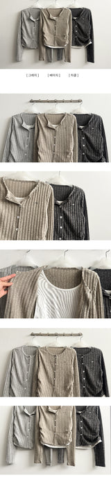 Cardi サイドシャーリングバッジリブニットカーディガン