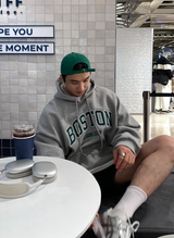 Urban Boston Embroidery Double Middle Overfit Hoodie