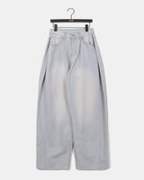 Minta Washing Side Pintuck Wide Denim Pants