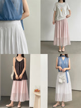 Cotton Gauze Layered A-Line Long Skirt