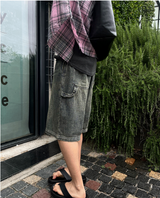 クールカーペンターサンドウォッシングハーフデニムパンツ