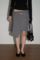 Button String Midi Skirt (Gray)