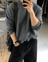 アーロンデイリーセミクロッピードキャッシュライクハチロングスリーブニット