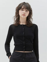 KIRSH PLAIN SEE THROUGH CROP CARDIGAN - BLACK       