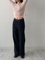 ボートネックテンセルシースルーTシャツ